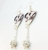 Kid Rock Guitar Pick Earrings with White Pave Bead Dangles