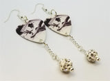 Kid Rock Guitar Pick Earrings with White Pave Bead Dangles