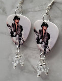 Kid Rock on a Motorcycle Guitar Pick Earrings with Clear Swarovski Crystal Dangles