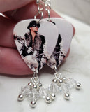 Kid Rock on a Motorcycle Guitar Pick Earrings with Clear Swarovski Crystal Dangles