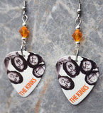 The Kinks Guitar Pick Earrings with Orange Swarovski Crystals