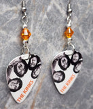 The Kinks Guitar Pick Earrings with Orange Swarovski Crystals