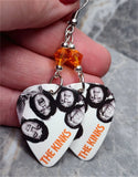 The Kinks Guitar Pick Earrings with Orange Swarovski Crystals
