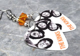 The Kinks Guitar Pick Earrings with Orange Swarovski Crystals