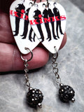 The Kinks Are Well Respected Men Guitar Pick Earrings with Pewter Pave Bead Dangles