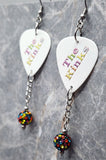 The Kinks Guitar Pick Earrings with MultiColored Pave Bead Dangles