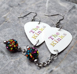 The Kinks Guitar Pick Earrings with MultiColored Pave Bead Dangles