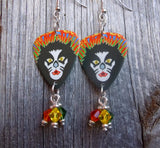 Peter Criss of Kiss Guitar Pick Earrings with Swarovski Crystal Dangles