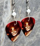 Kiss Peter Criss Guitar Pick Earrings with White Swarovski Crystals