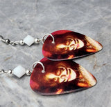 Kiss Peter Criss Guitar Pick Earrings with White Swarovski Crystals