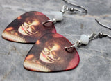 Kiss Peter Criss Guitar Pick Earrings with White Swarovski Crystals