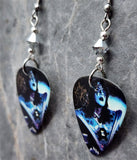 Ace Frehley Guitar Pick Earrings with Metallic Silver Swarovski Crystals