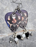 Kiss Gene Simmons Guitar Pick Earrings with Swarovski Crystal Dangles