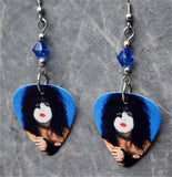 Paul Stanley of Kiss Guitar Pick Earrings with Blue Swarovski Crystals