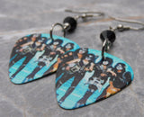 Kiss Group Picture Guitar Pick Earrings with Black Swarovski Crystals