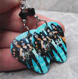 Kiss Group Picture Guitar Pick Earrings with Black Swarovski Crystals