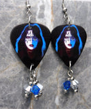 Kiss Ace Frehley Guitar Pick Earrings with Swarovski Crystal Dangles