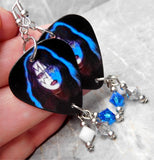 Kiss Ace Frehley Guitar Pick Earrings with Swarovski Crystal Dangles