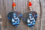 Peter Criss of Kiss Guitar Pick Earrings with Fire Opal Swarovski Crystals