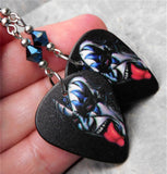 Kiss Gene Simmons Guitar Pick Earrings with Metallic Blue Swarovski Crystals