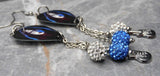 Kiss Ace Frehley Guitar Pick Earrings with Stainless Steel Guitar Charm and Pave Bead Dangles