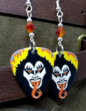 Gene Simmons of Kiss Guitar Pick Earrings with Fire Opal Swarovski Crystals