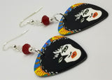 Paul Stanley of Kiss Guitar Pick Earrings with Red Swarovski Crystals