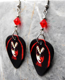 Kiss Gene Simmons Guitar Pick Earrings with Red Swarovski Crystals