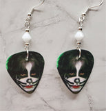 Peter Criss of Kiss Guitar Pick Earrings with White Swarovski Crystals