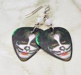 Peter Criss of Kiss Guitar Pick Earrings with White Swarovski Crystals