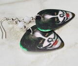 Peter Criss of Kiss Guitar Pick Earrings with White Swarovski Crystals