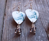 Korn Issues Guitar Pick Earrings with Gray Swarovski Crystal Dangles