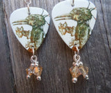 Korn Untitled Album Guitar Pick Earrings with Champagne Crystal Dangles