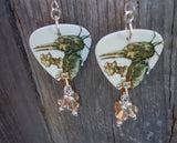 Korn Untitled Album Guitar Pick Earrings with Champagne Crystal Dangles