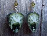 Korn Take a Look in the Mirror Guitar Pick Earrings with Green Swarovski Crystals