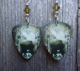 Korn Take a Look in the Mirror Guitar Pick Earrings with Green Swarovski Crystals