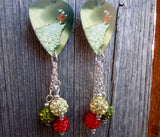Korn Follow the Leader Guitar Pick Earrings with Pave Bead Dangles
