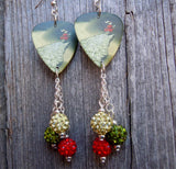 Korn Follow the Leader Guitar Pick Earrings with Pave Bead Dangles