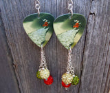 Korn Follow the Leader Guitar Pick Earrings with Pave Bead Dangles