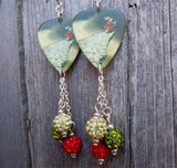 Korn Follow the Leader Guitar Pick Earrings with Pave Bead Dangles
