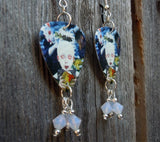 Korn See You On The Other Side Guitar Pick Earrings with Opal Swarovski Crystal Dangles