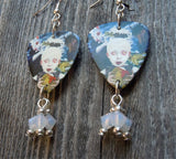 Korn See You On The Other Side Guitar Pick Earrings with Opal Swarovski Crystal Dangles
