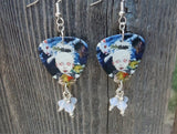Korn See You On The Other Side Guitar Pick Earrings with Opal Swarovski Crystal Dangles