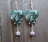Korn Art Guitar Pick Earrings with Black Ombre Pave Bead Dangles