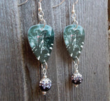 Korn Art Guitar Pick Earrings with Black Ombre Pave Bead Dangles
