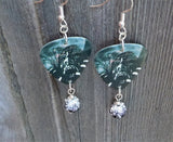 Korn Art Guitar Pick Earrings with Black Ombre Pave Bead Dangles