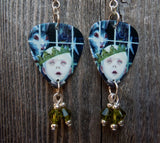 Korn See You On The Other Side Guitar Pick Earrings with Green Swarovski Crystal