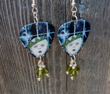 Korn See You On The Other Side Guitar Pick Earrings with Green Swarovski Crystal