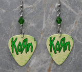 Green Korn Guitar Pick Earrings with Green Swarovski Crystals