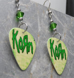 Green Korn Guitar Pick Earrings with Green Swarovski Crystals